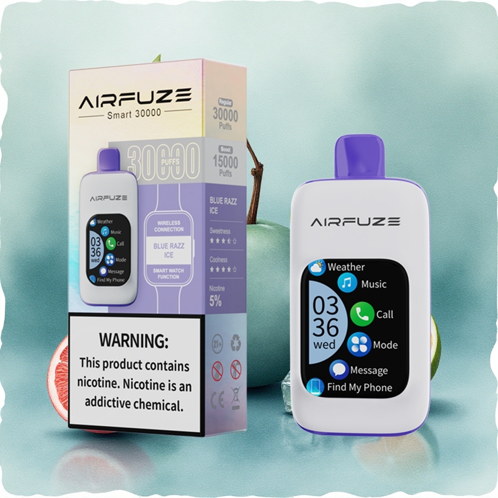 AirFuze Smart 30000 Puffs Disposable Vape Blue Razz Ice with 2.01\" Touch Screen