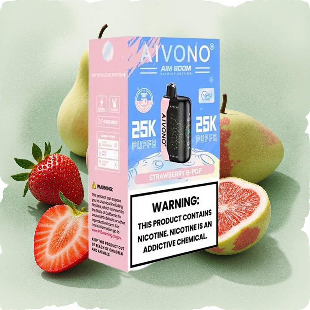 Aivono Aim Boom 25000 Puffs Strawberry B Pop with 650mAh Battery