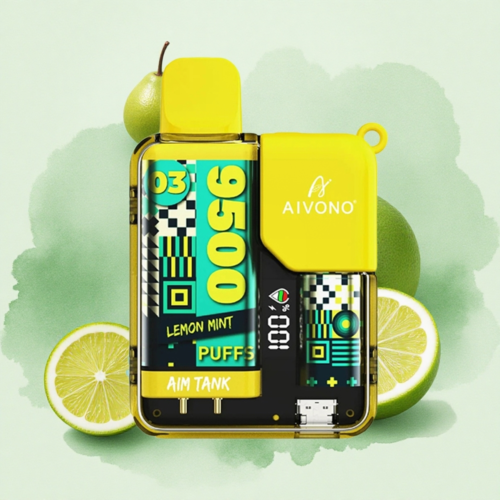 Aivono AIM-TANK 9500 Puffs Lemon Mint with 18ml E-liquid & LCD Display