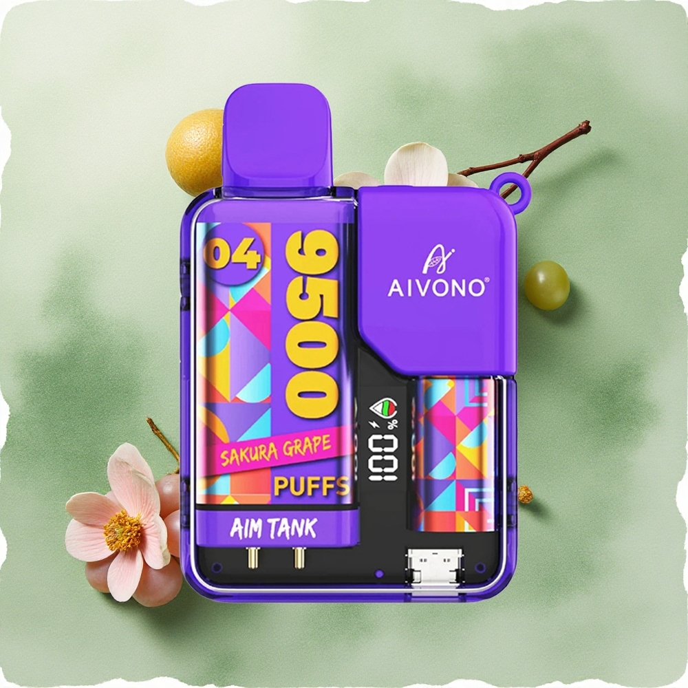 Aivono AIM-TANK 9500 Puffs Sakura Grape with 18ml E-liquid & LCD Display