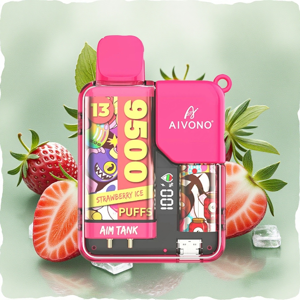 Aivono AIM-TANK 9500 Puffs Strawberry Ice with 18ml E-liquid & LCD Display