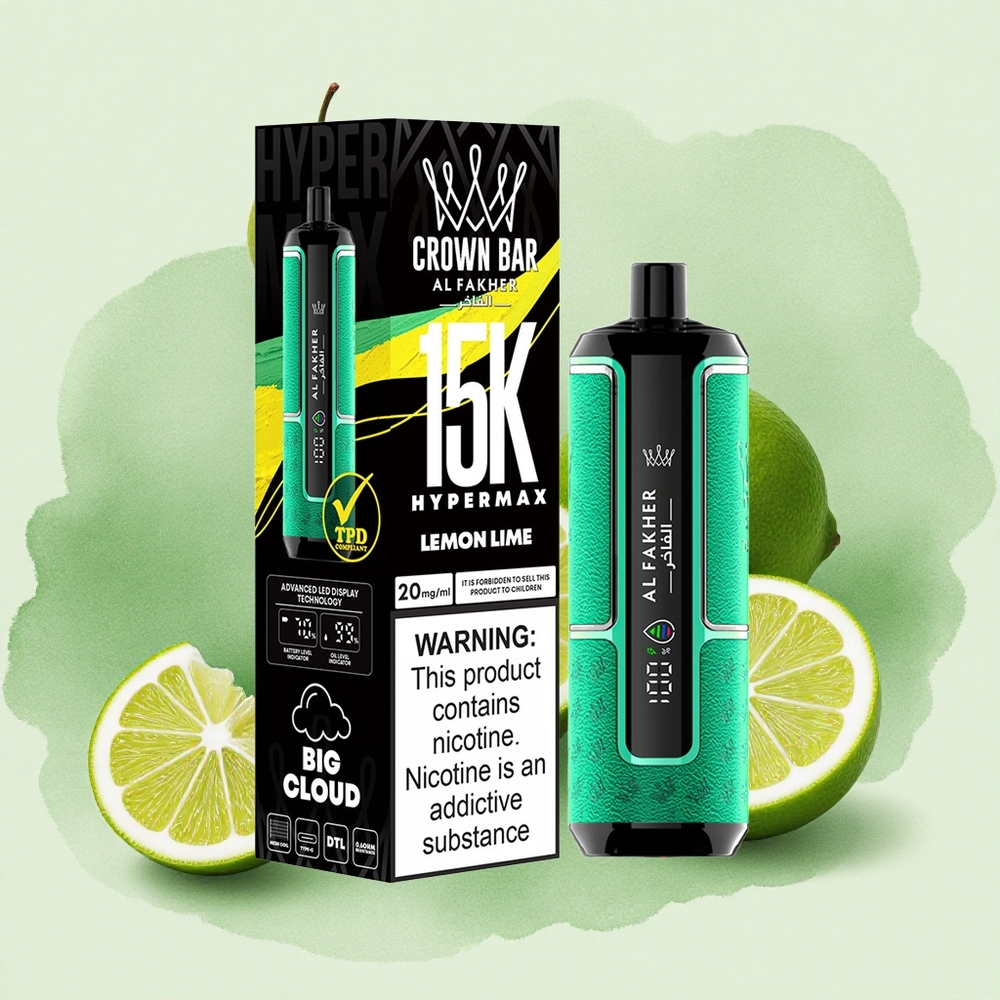 Al Fakher Crown Bar 15K Hypermax 22ml Lemon Lime Disposable Vape Kit