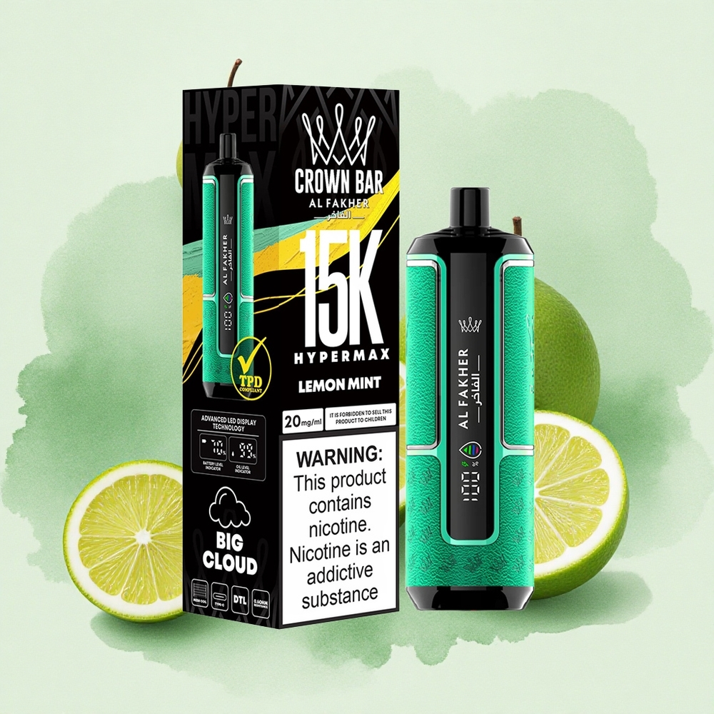 Al Fakher Crown Bar 15K Hypermax 22ml Lemon Mint Disposable Vape Kit
