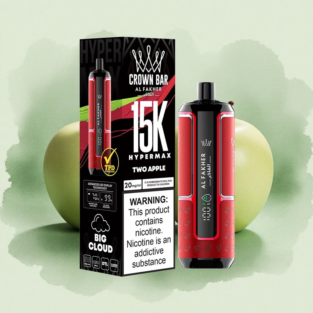Al Fakher Crown Bar 15K Hypermax 22ml Two Apple Disposable Vape Kit