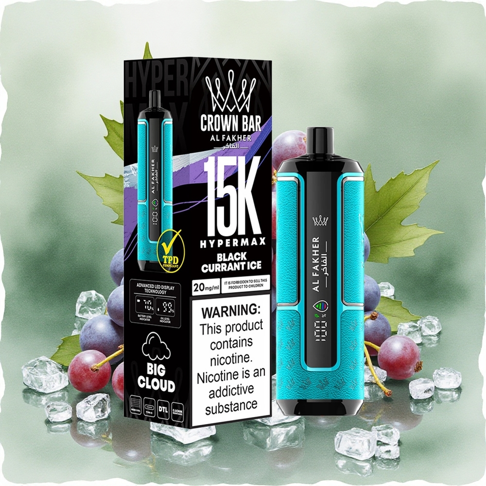 Al Fakher Crown Bar 15K Hypermax Blackcurrant Ice 22ml Disposable Vape Kit