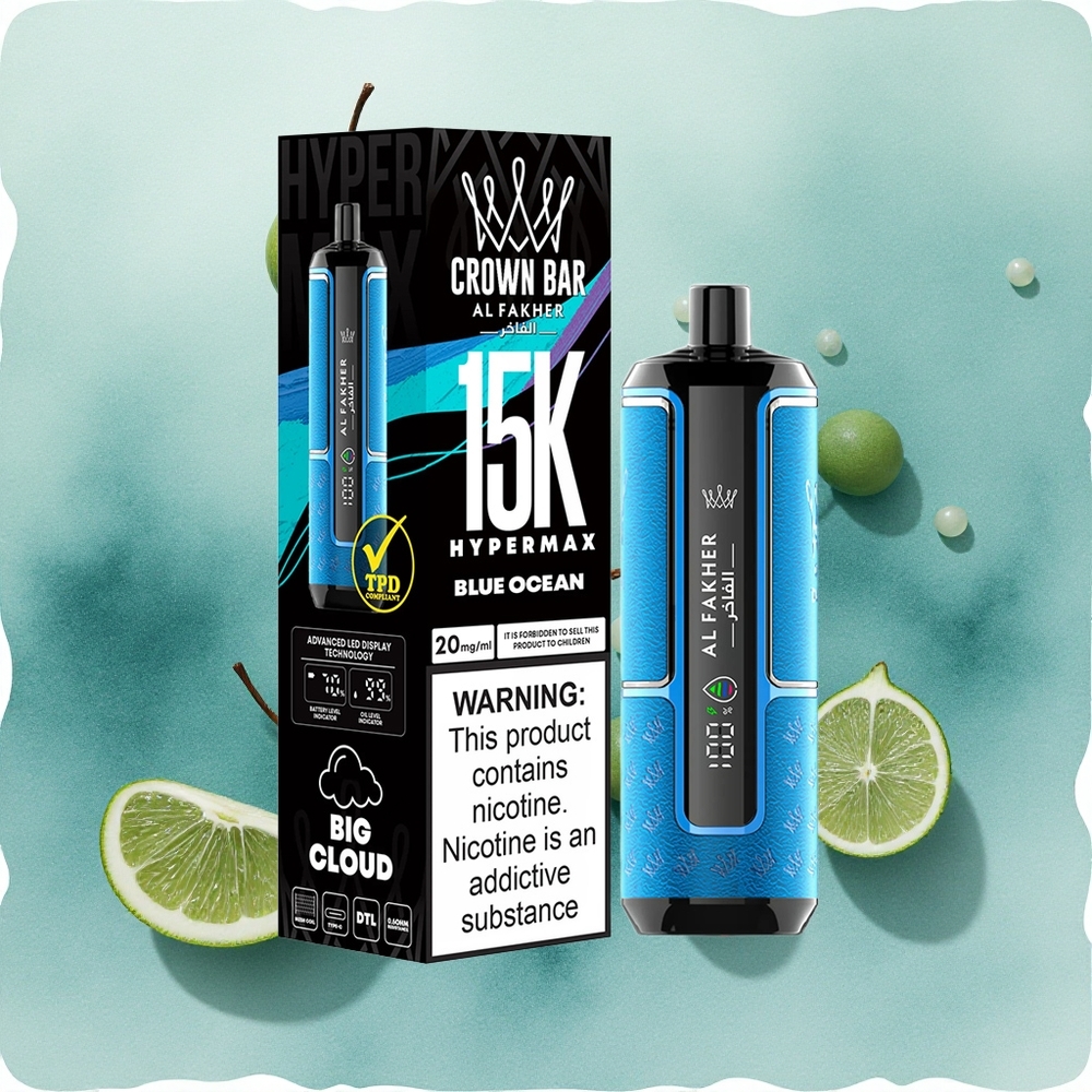 Al Fakher Crown Bar 15K Hypermax Blue Ocean 22ml Disposable Vape Kit