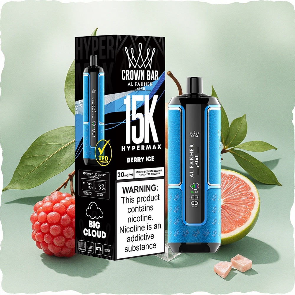 Al Fakher Crown Bar 15K Hypermax Disposable Vape Berry Ice 22mL 15K Puffs
