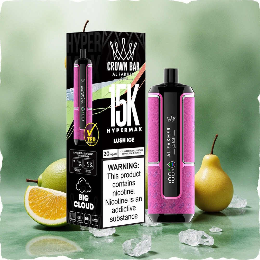 Al Fakher Crown Bar 15K Hypermax Disposable Vape Kit Luch Ice 22ml 15K Puffs