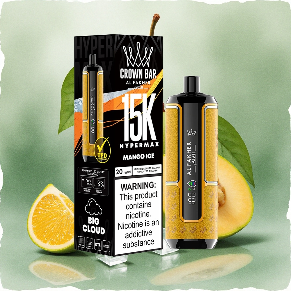 Al Fakher Crown Bar 15K Hypermax Disposable Vape Kit Mango Ice 22ml 600mAh