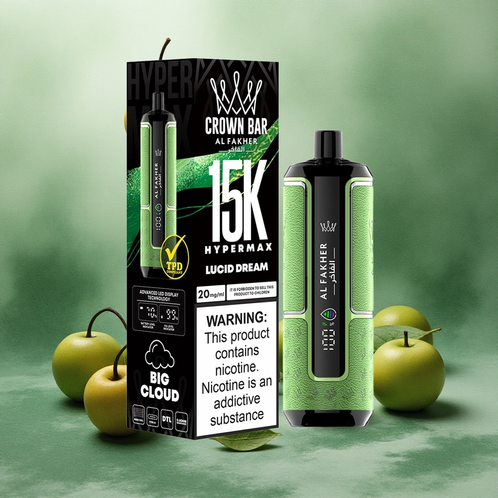 Al Fakher Crown Bar 15K Hypermax Lucid Dream Disposable Vape Kit with 22ml E-Liquid & 15,000 Puffs