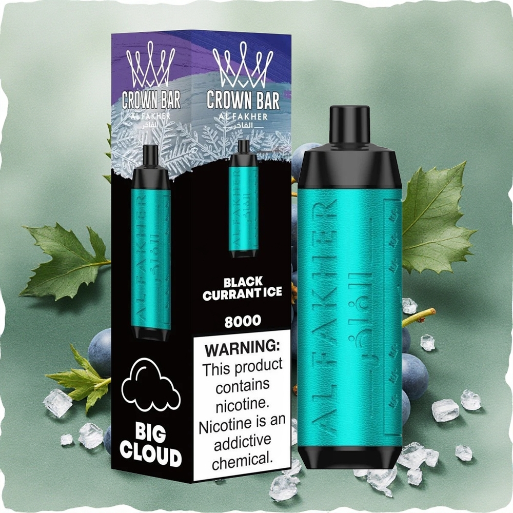 Al Fakher Crown Bar 8000 Crystal Disposable Vape Black Currant Ice with 8000 Puffs & 18ml e-Liquid