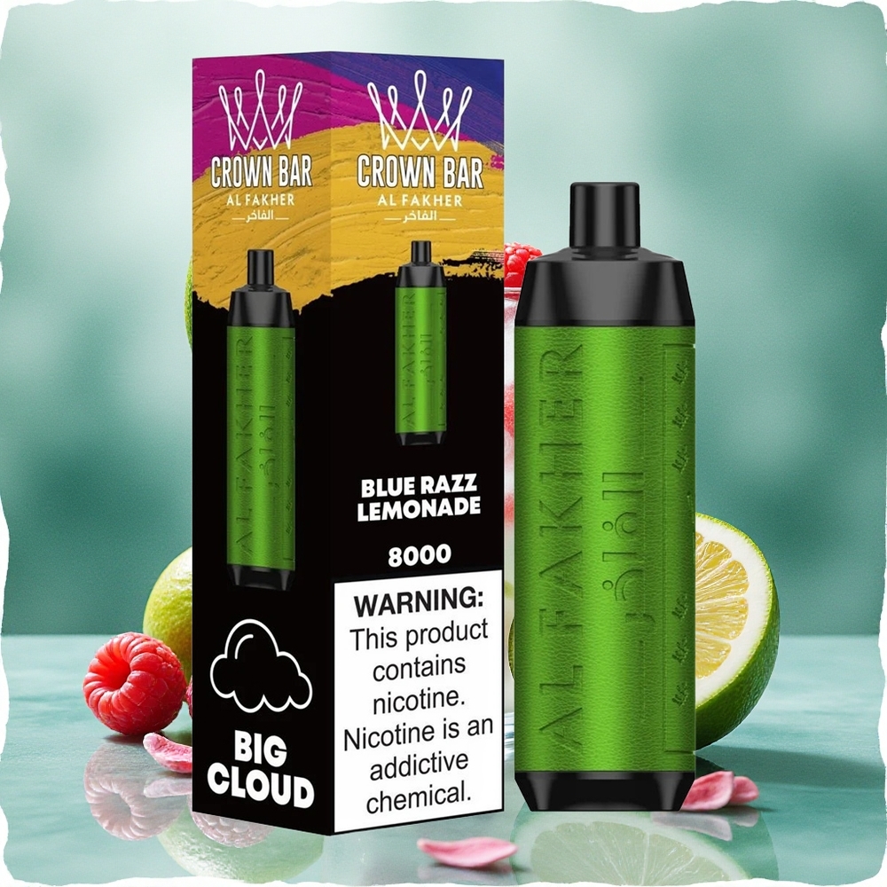 Al Fakher Crown Bar 8000 Crystal Disposable Vape Blue Razz Lemonade 18ml 8000 Puffs