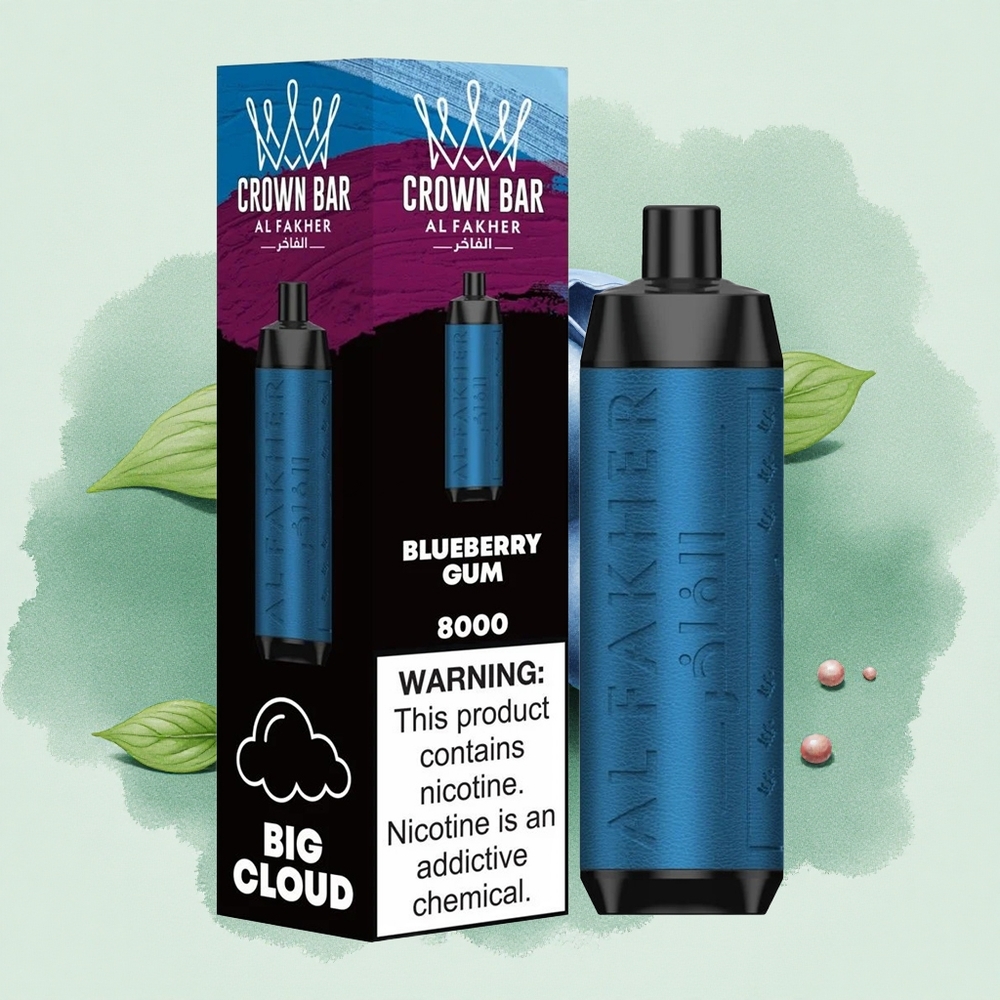 Al Fakher Crown Bar 8000 Crystal Disposable Vape Blueberry Gum with 18ml e-Liquid & 8000 Puffs