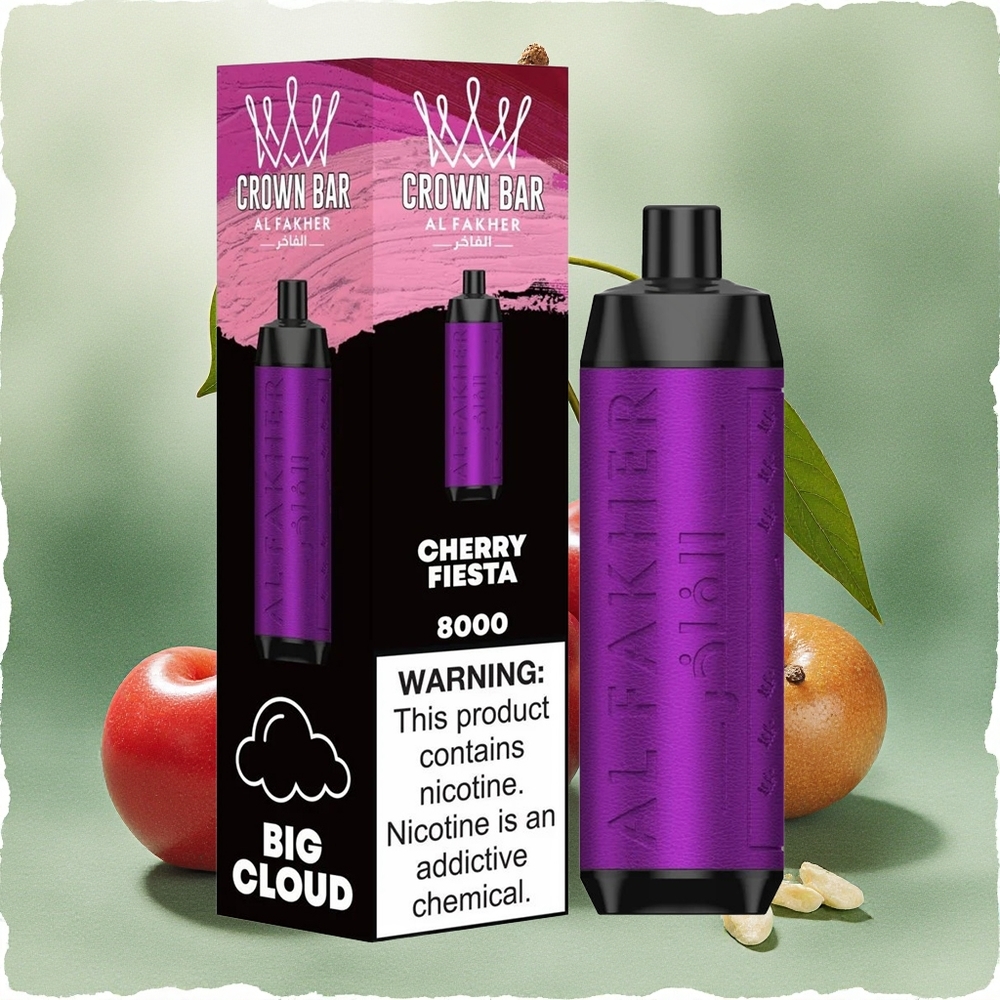 Al Fakher Crown Bar 8000 Crystal Disposable Vape Cherry Fiesta with 18ml e-Liquid & 8000 Puffs