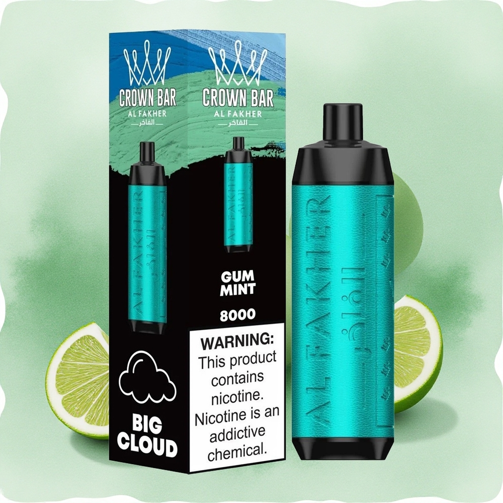 Al Fakher Crown Bar 8000 Crystal Disposable Vape Gum Mint 18mL 8000 Puffs