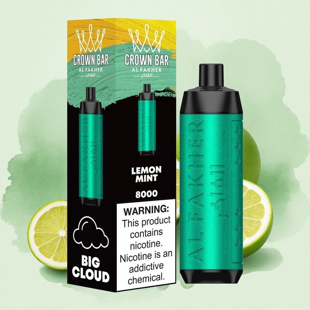 Al Fakher Crown Bar 8000 Crystal Disposable Vape USB-C Charging Lemon Mint
