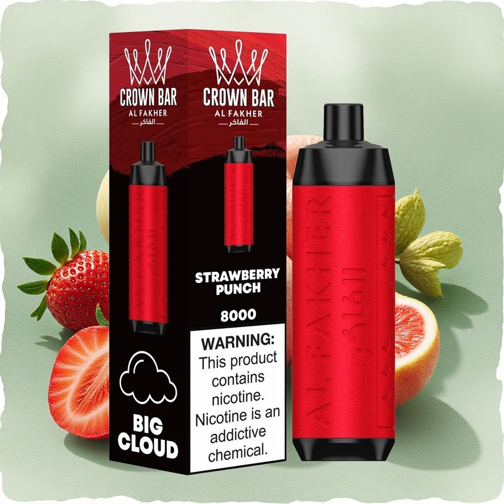 Al Fakher Crown Bar 8000 Crystal Strawberry Punch Disposable Vape with 18ml e-Liquid & 8000 Puffs