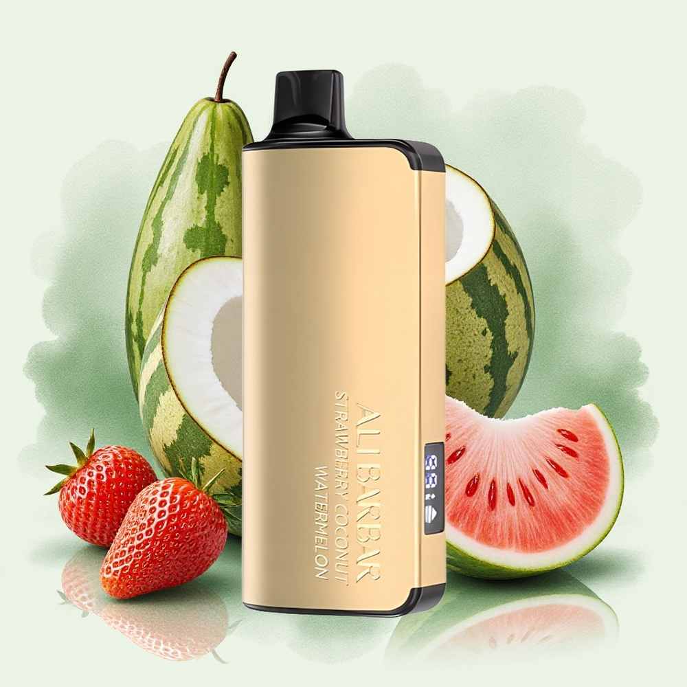 Alibarbar Ingot 9000 Puffs Strawberry Coconut Watermelon with LED Display & 2350mAh Battery