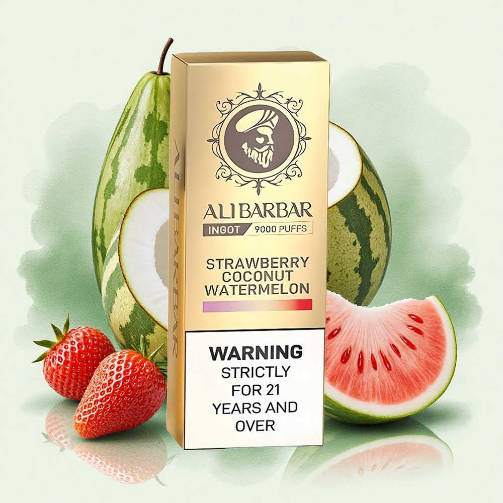 Alibarbar Ingot 9000 Puffs Strawberry Coconut Watermelon with LED Display & 2350mAh Battery