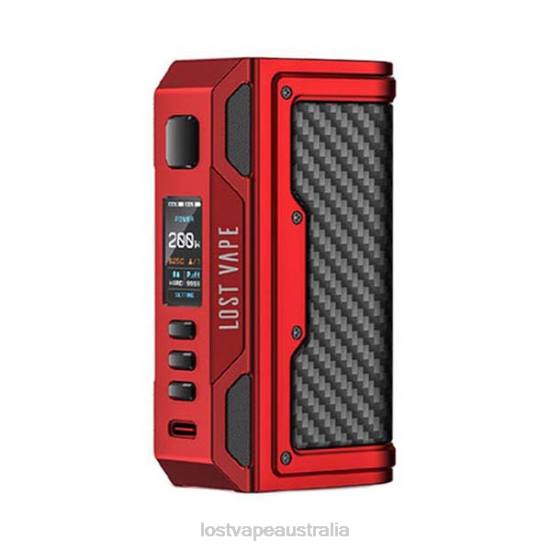 Lost Vape Thelema Quest 200W Mod Matte Red/Carbon Fiber - Lost Vape customer service B86J178